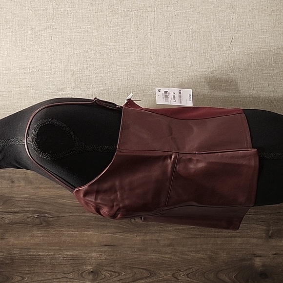 Tank Top Faux Leather Adjustable Spaghetti Straps. Burgundy! - Picture 2 of 8